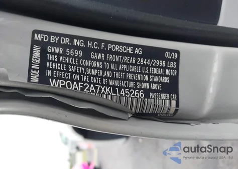 2019 Porsche Panamera Turbo из США, поврежденный, VIN WP0AF2A7XKL145266